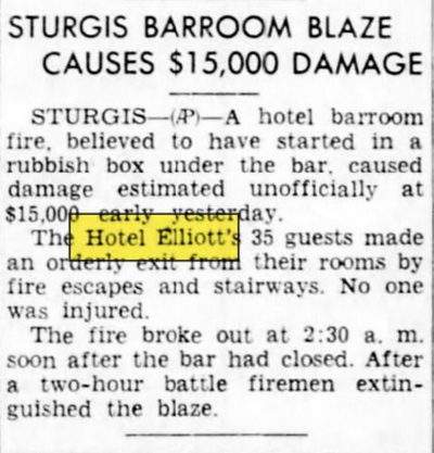 Hotel Elliott - Nov 1950 Fire